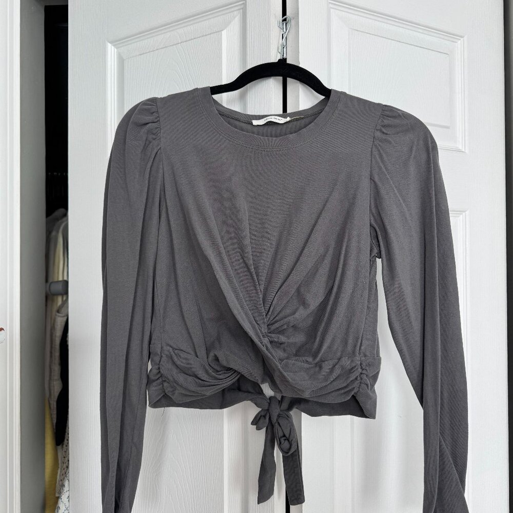 Gray Long Sleeve Crop Top